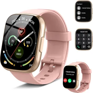 Smart Watch, 1.95" Smartwatch for Men Women(Answer/Make Call), Fitness Watch with 110  Sports Modes/Heart Rate/Pedometer/Sleep Monitor, IP68 Waterproof Fitness Activity Tracker for Android iOS, Pink
