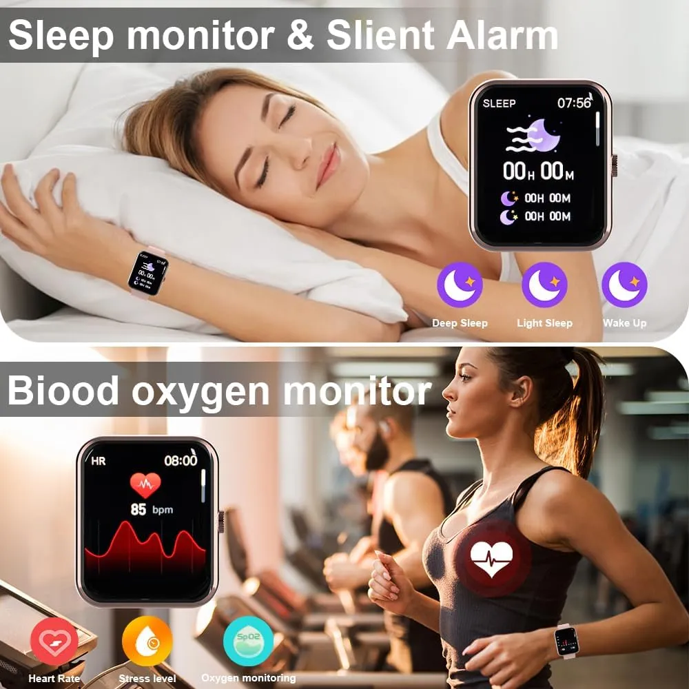 Smart Watch (Answer/Make Calls), 1.85" Smart Watches for Men 110 Sport Modes Fitness Watch with Sleep Heart Rate Monitor, Pedometer, IP68 Waterproof Activity Trackers for iOS Android Smartwatch
