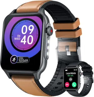 Smart Watch for Men Fitness Tracker: 1.96" Military Smartwatches with Bluetooth Call Three Lights Flashlight Watch Compatible Android iOS Phone 100  Outdoor Sports Modes Pedometer Heart Rate Monitor