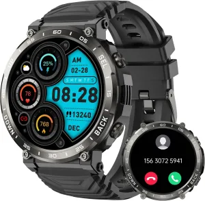 Smart Watch for Men Fitness Tracker: Military Smart Watches for Men Running Digital Mens Watches Make/Answer Call Waterproof Smartwatch Android Phones iPhone Samsung Compatible Heart Rate Monitor