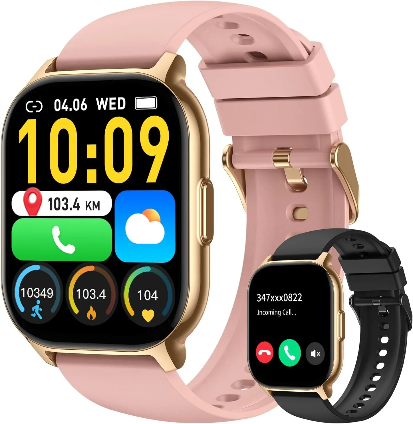 Smart Watch for Men Women Fitness: Make/Answer Call Smart Watches for Men Digital Mens Watches Running Waterproof Smartwatch Android Phones iPhone Samsung Compatible Heart Rate Monitor Step Tracker