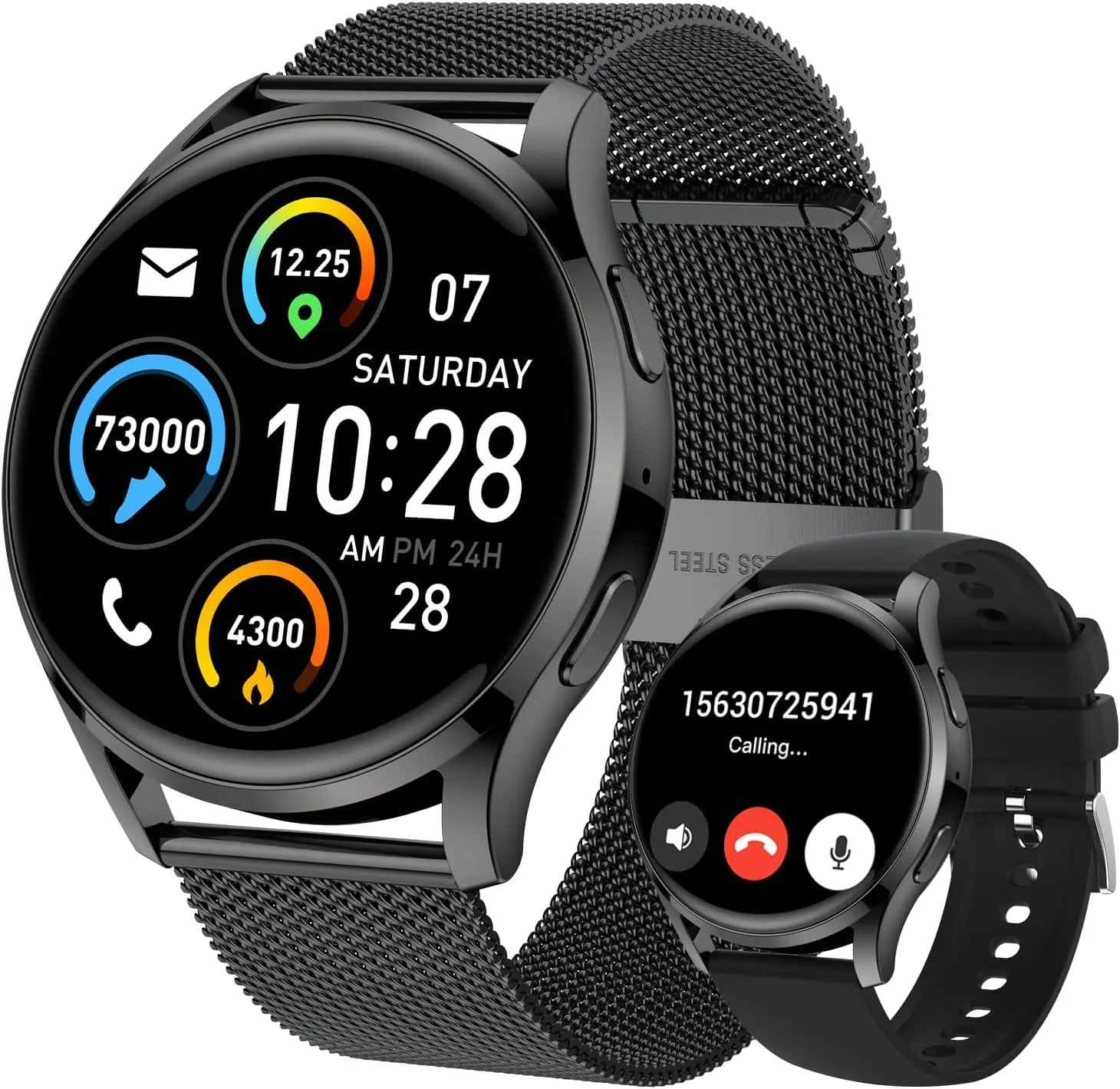 Smart Watch for Men Women Fitness: Waterproof Make/Answer Call Smart Watches for Men Digital Mens Watches Running Step Tracker Smartwatch Android Phones iPhone Samsung Compatible Heart Rate Monitor