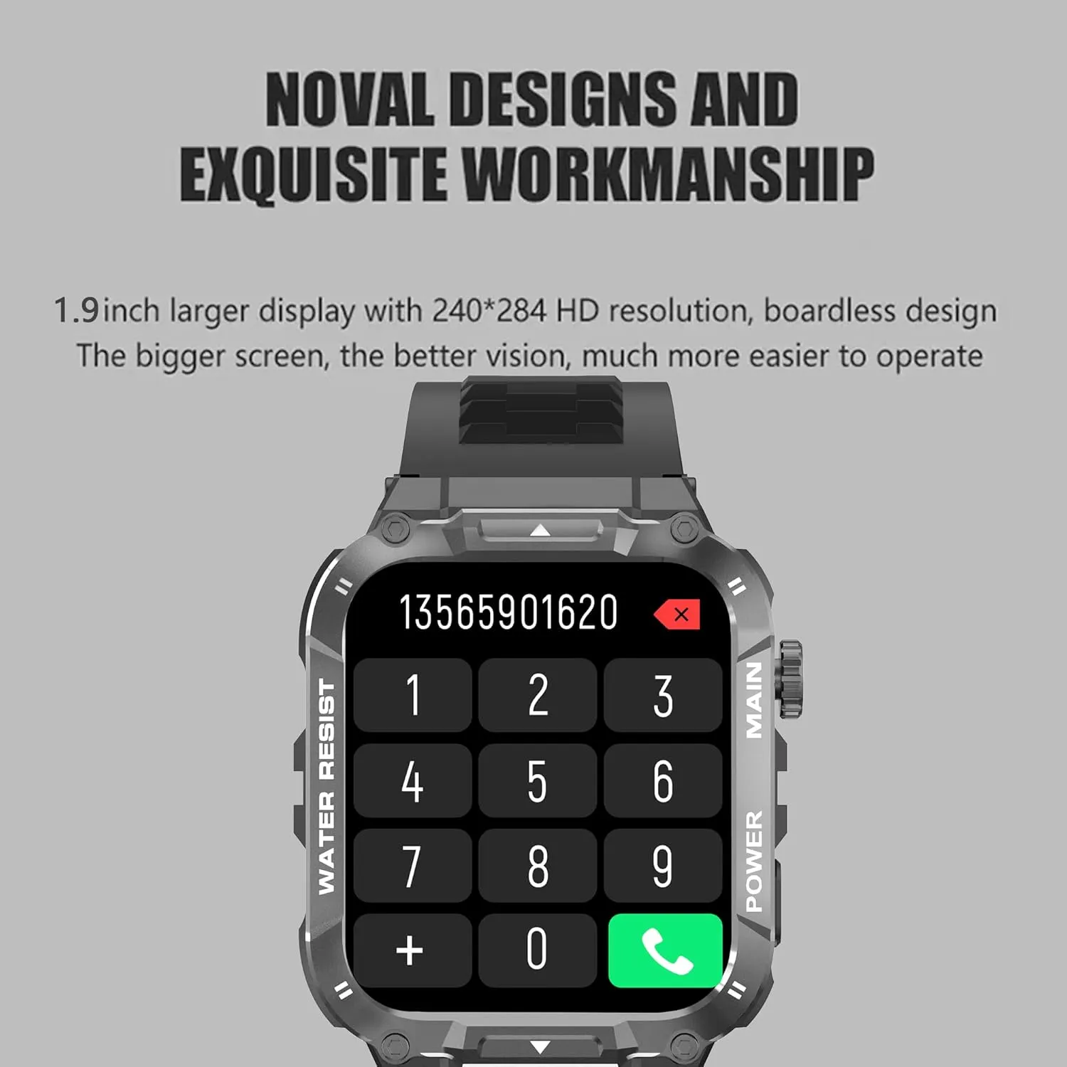 Smart Watch for Men(Answer/Dial Calls), 5ATM Waterproof, 1.96''HD Rugged Tactical Fitness Watch for Android iOS iPhones with 100 Sport Modes,Heart Rate,Sleep Monitor (Black)