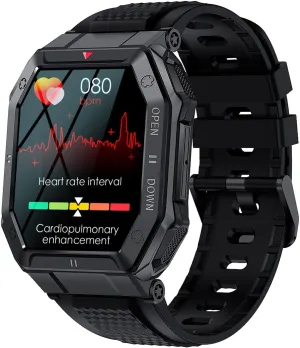 Smart Watch for TCL K11 Military Smart Watch for Men (Answer/Make Call), 1.85in HD Tactical Sports Rugged Smartwatch, Fitness Tracker Watch for Android/iOS Phones - Black