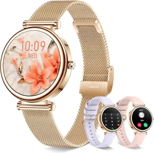Smart watch for Women (Answer/Make Calls),1.27 Inch Round Smartwatch with 100  sports modes, Heart Rate/Sleep Monitor Pedometer IP68 Waterproof Activity Fitness Watch for iPhone Android, Rose Gold