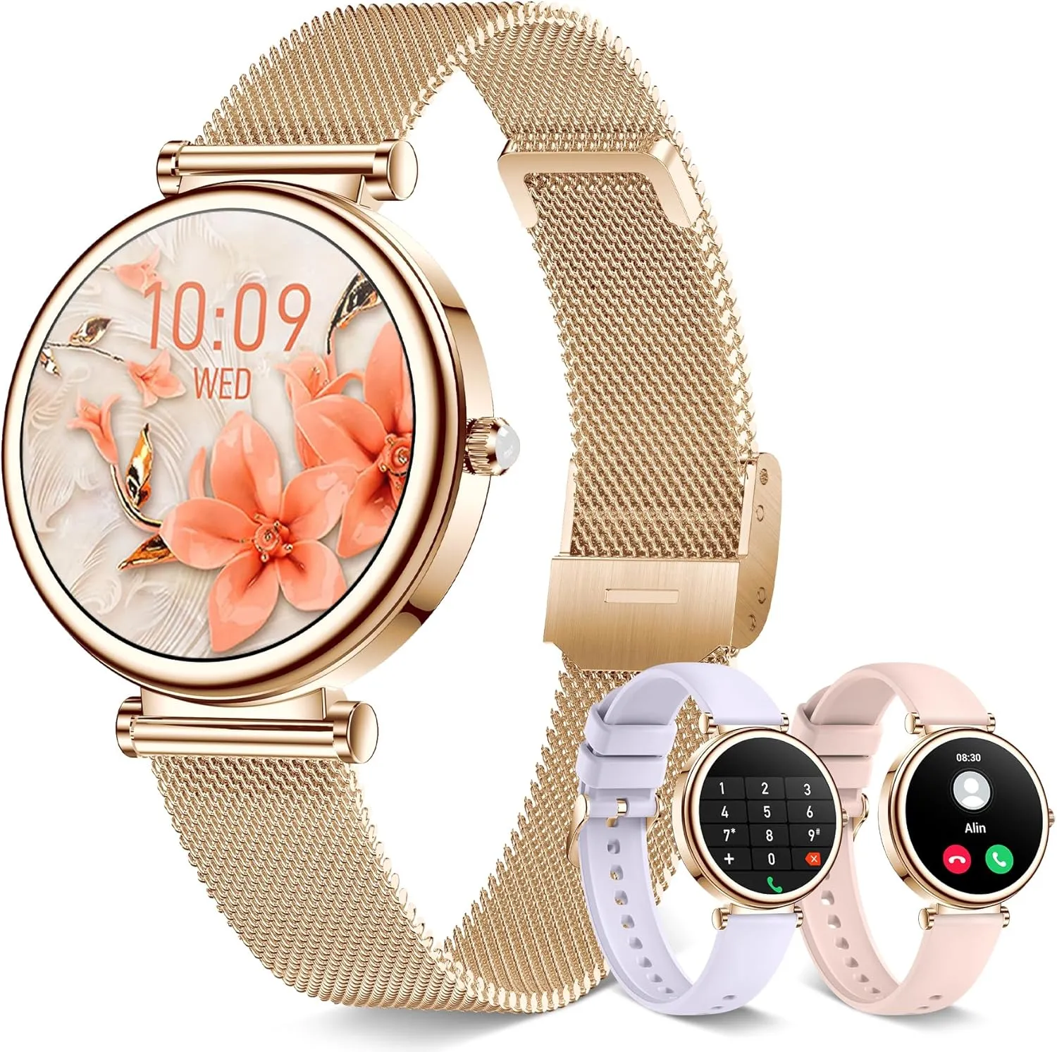 Smart watch for Women (Answer/Make Calls),1.27 Inch Round Smartwatch with 100  sports modes, Heart Rate/Sleep Monitor Pedometer IP68 Waterproof Activity Fitness Watch for iPhone Android, Rose Gold