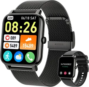 Smart Watch for Women Men Fitness: (Make/Answer Call) Bluetooth Smartwatch for Android Phones iPhone Waterproof Outdoor Sport Digital Running Watches Health Tracker Heart Rate Monitor Step Counter
