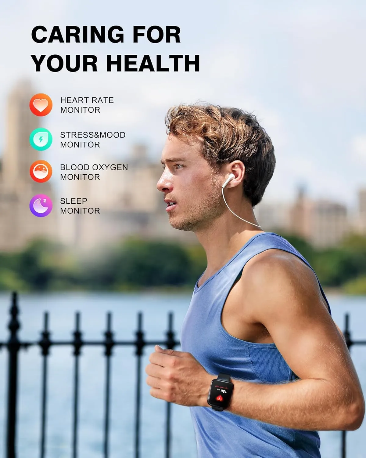 Smart Watch for Women Men with Bluetooth 5.0 Call SOS,14-Day Battery Life,1.83" Fitness Tracker Watch with [24H Heart Rate SpO2 Sleep Monitor],5ATM Watreproof Calculator Music Speaker for Android&iOS