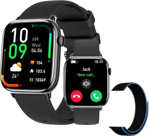 Smart Watch for Women/Men(Answer/Make Calls),1.75'' AMOLED Health & Fitness Tracker with IP68 Waterproof 100  Sport Modes,Heart Rate/Sleep Monitor/Pedometer/Blood Pressure/SpO2 for iOS Android Phones