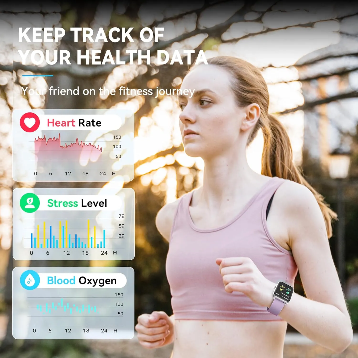 Smart Watch - Purple, Silicone Band, 1.8" Analog Display, IP68 Waterproof, Over 100 Sports Modes, Alexa Voice Control, Heart Rate & Blood Oxygen Monitor, 7-Day Battery Life
