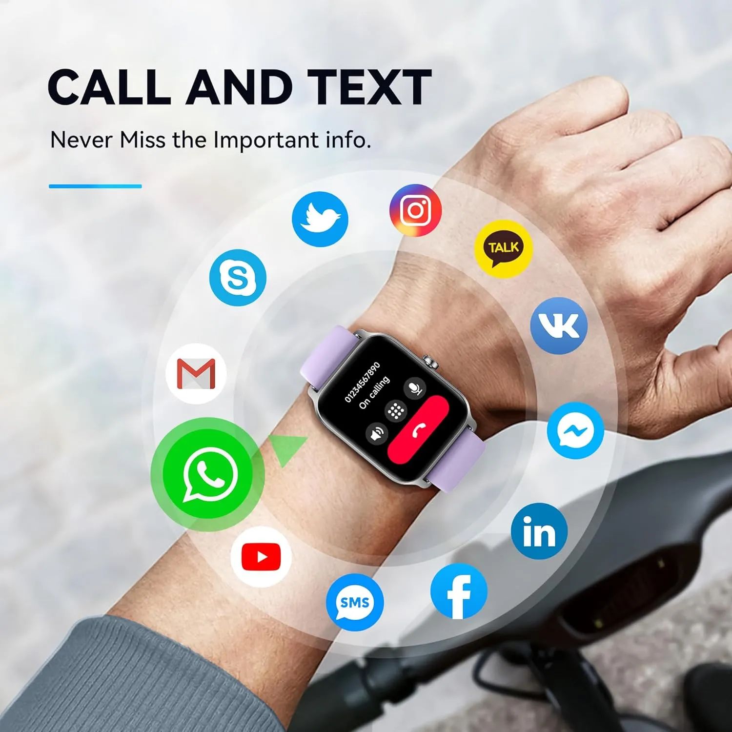 Smart Watch - Purple, Silicone Band, 1.8" Analog Display, IP68 Waterproof, Over 100 Sports Modes, Alexa Voice Control, Heart Rate & Blood Oxygen Monitor, 7-Day Battery Life