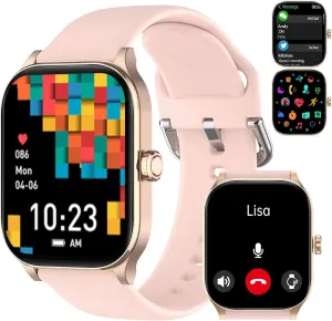 Smart Watch(Answer/Make Call), 1.85" Smartwatches for Women with Heart Rate/Sleep/Stress Monitor, IP68 Waterproof Activity Tracker for Android and iPhone, 100  Sports Fitness Trackers, Pedometer