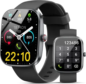 Smart Watch(Answer/Make Calls), 1.91" Smartwatches for Men Women, Fitness Tracker with 110  Sport Modes, IP68 Waterproof, Heart Rate/Sleep/Spo2 Monitor, Pedometer, Activity Tracker for Android iOS