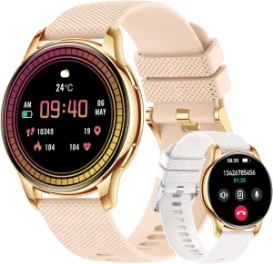 Smart Watches for Women(Answer/Make Call), [41mm] Newest Fitness Watch with Heart Rate/Sleep/Spo2 Monitor/300  Dials, 100  Sports Waterproof Activity Trackers, Smartwatch for Android/iPhone (2 Bands)