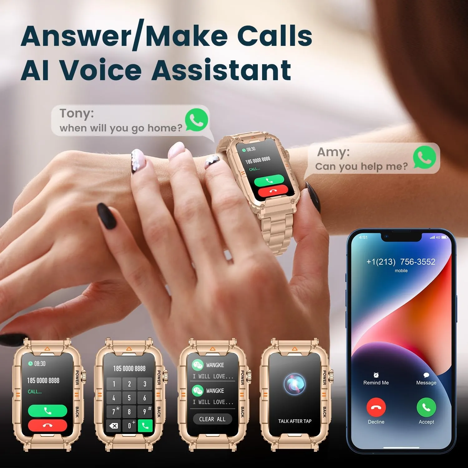 Smartwatch for Women Fitness Tracker Watch: Smart Watch with Answer/Make Call Heart Rate Blood Pressure Sleep Monitor Step Counter 100  Sports Modes Waterproof 1.57" Activity Trackers for Android iOS