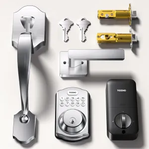 TEEHO Keyless Entry Door Lock Deadbolt with Handle Set, Electronic Digital Smart Locks Set for Front Door with 2 Keys, Easy to Install Keypad Deadbolt, Auto Lock - Satin Nickel