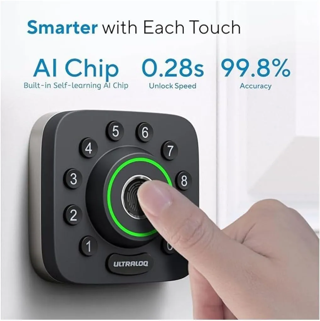 ULTRALOQ U-Bolt Pro Smart Lock with Door Sensor, 6-in-1 Keyless Entry Door Lock with Built-in WiFi, Fingerprint ID, Smartphone, Auto Unlock, WiFi Deadbolt, ANSI Grade 1 Certified