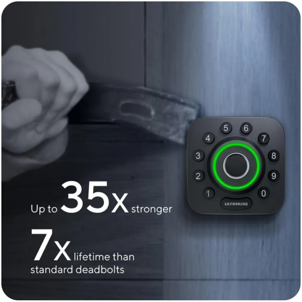 ULTRALOQ U-Bolt Pro Smart Lock with Door Sensor, 6-in-1 Keyless Entry Door Lock with Built-in WiFi, Fingerprint ID, Smartphone, Auto Unlock, WiFi Deadbolt, ANSI Grade 1 Certified
