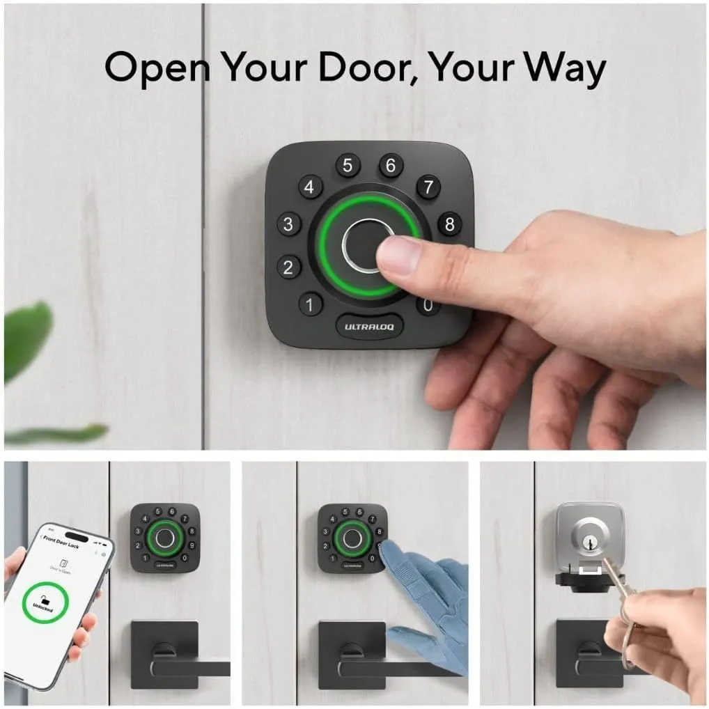 ULTRALOQ U-Bolt Pro Smart Lock with Door Sensor, 6-in-1 Keyless Entry Door Lock with Built-in WiFi, Fingerprint ID, Smartphone, Auto Unlock, WiFi Deadbolt, ANSI Grade 1 Certified