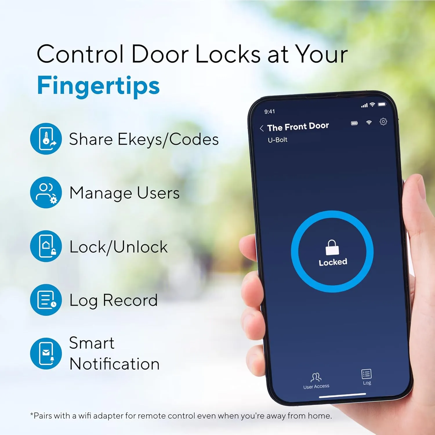 ULTRALOQ U-Bolt Smart Lock, 5-in-1 Keyless Entry Door Lock with App Control, Keypad Deadbolt, Auto Unlock, Auto Lock, Smart Door Lock, Smart Locks for Front Door, ANSI Grade 1, Black