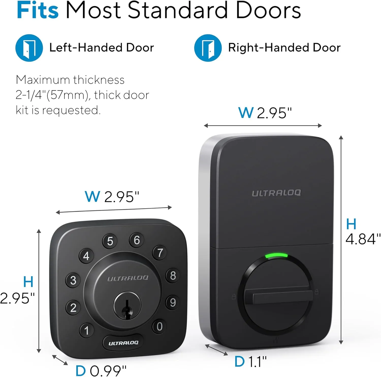 ULTRALOQ U-Bolt Smart Lock, 5-in-1 Keyless Entry Door Lock with App Control, Keypad Deadbolt, Auto Unlock, Auto Lock, Smart Door Lock, Smart Locks for Front Door, ANSI Grade 1, Black