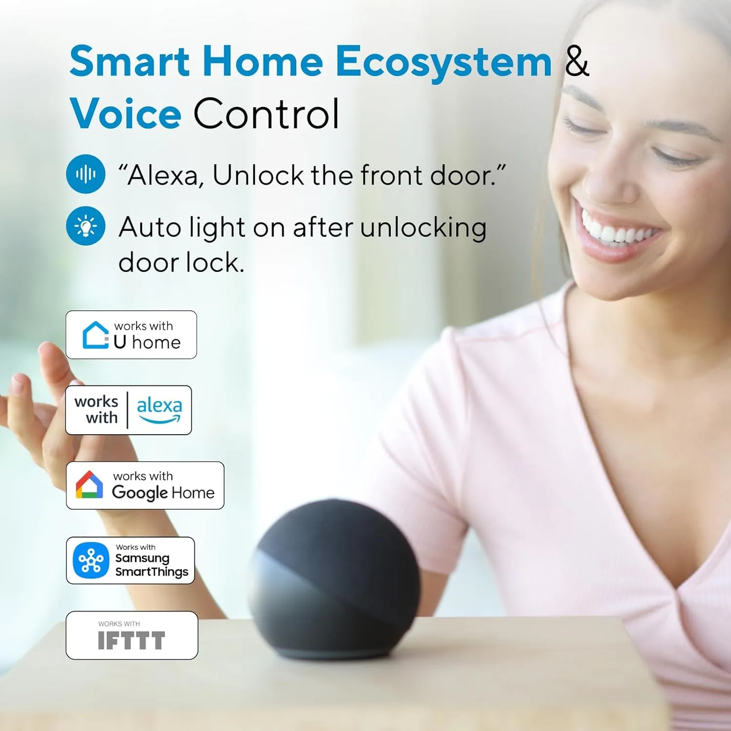 ULTRALOQ U-Bolt WiFi Smart Lock with Door Sensor, 7-in-1 Keyless Entry Door Lock, Built-in WiFi Deadbolt Front Door, App Remote Control No Hub, Auto Unlock, Easy Installation, IP65 Waterproof, Black