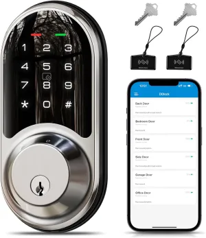 Veise Smart Lock for Front Door with App Control, Keyless Entry, Electronic Digital Deadbolt with Touchscreen Keypad Set, Smart Deadbolt, Auto Lock, Easy Installation, Satin Nickel