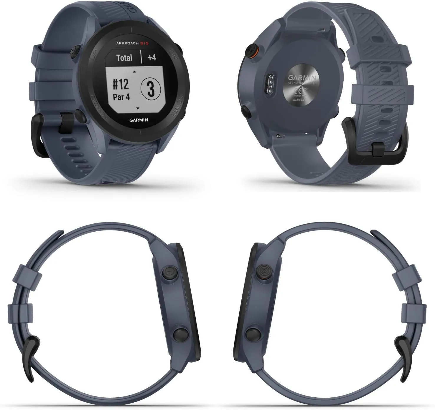 Wearable4U - Garmin Approach S12 Premium GPS Golf Watch, Granite Blue with Power Pack Bundle