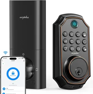WiFi Door Lock D280W, Keyless Entry Door Lock Fingerprint, Bulit-in WiFi Deadbolt, App Remote Control, Electronic Keypad Door Lock, Safety Front Door Lock, Support Alexa, Auto Lock, Easy Installation