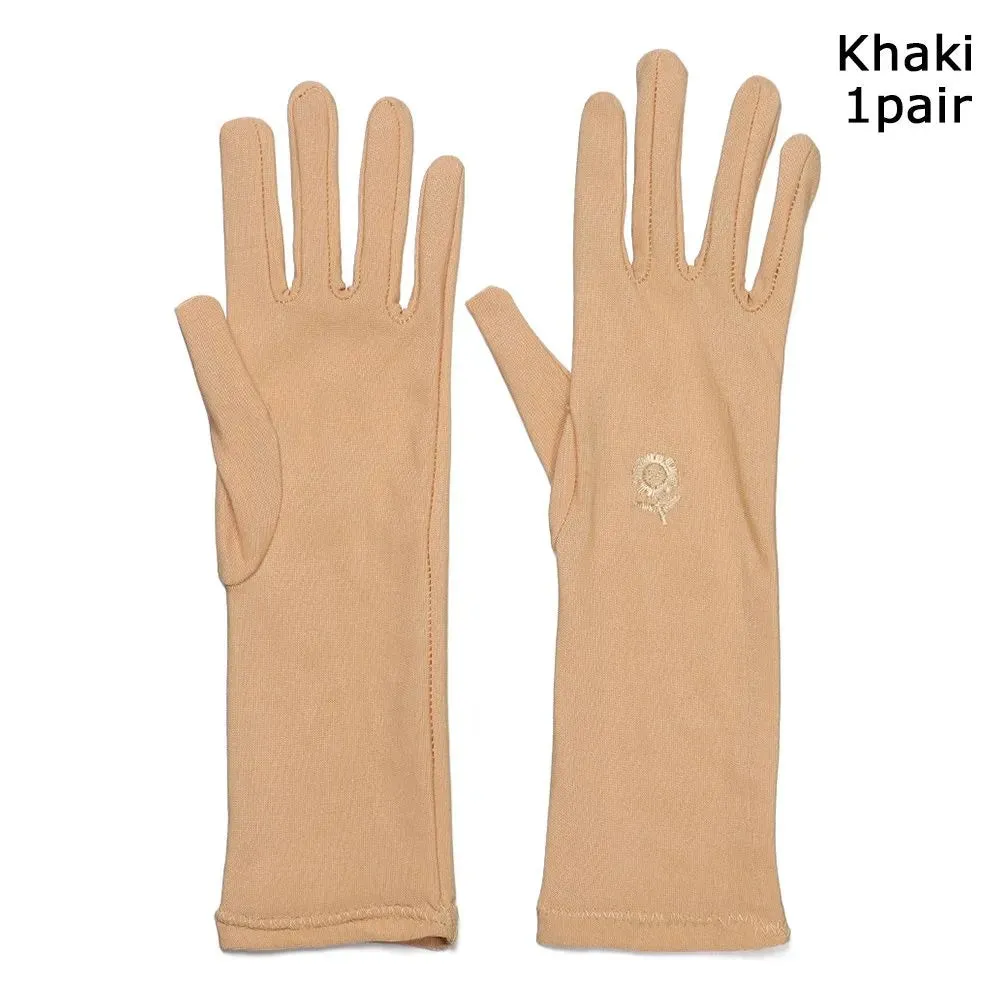 Women Mid-long Sunscreen Gloves Summer Spring Thin Elastic Anti UV Driving Gloves Slip Resistant Etiquette Gloves