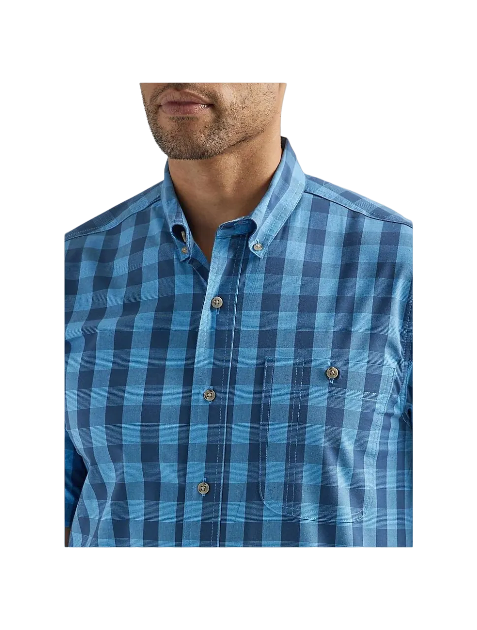 Wrangler Men's Plaid Button Down Blue Shirt - Big