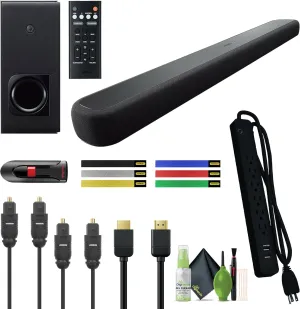 Yamaha Audio YAS 209BL Sound Bar with Wireless Subwoofer, Built-in Alexa, Wi-Fi and Bluetooth, 2.1-Channel Soundbar System, Virtual 3D Surround Sound Bars for Tv Bundle with 32GB USB   More