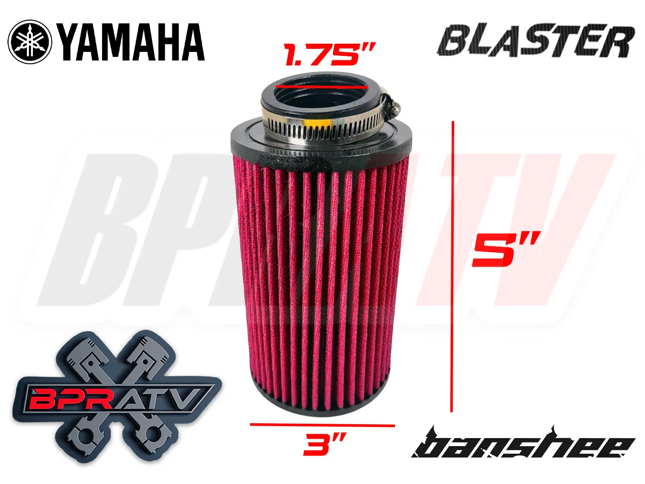Yamaha Blaster YFS200 YFS 200 K&N Style Air Filter Pod 5" 26mm Stock Mikuni PWK